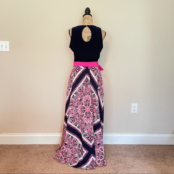 Navy + Floral Maxi Dress - Picture 2 of 12
